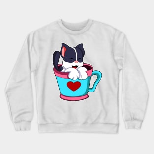 Cat with Heart Cup Crewneck Sweatshirt